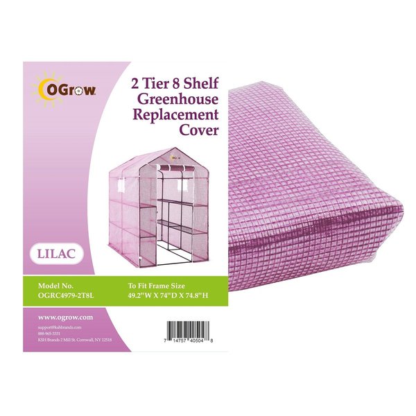 Ogrow Greenhouse PE Repl. Cover-To Fit Frame Size 49.2"W X 74"D X 74.8"H OGRC4979-2T8L